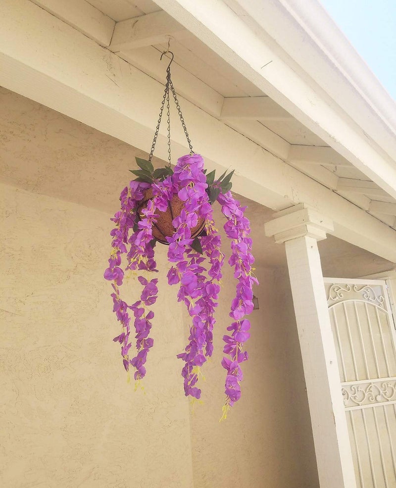 DearHouse 6 Pack 3.75 Feet/Piece Artificial Fake Wisteria Vine Ratta Hanging Garland Silk Flowers String Home Party Wedding Decor - Image 5